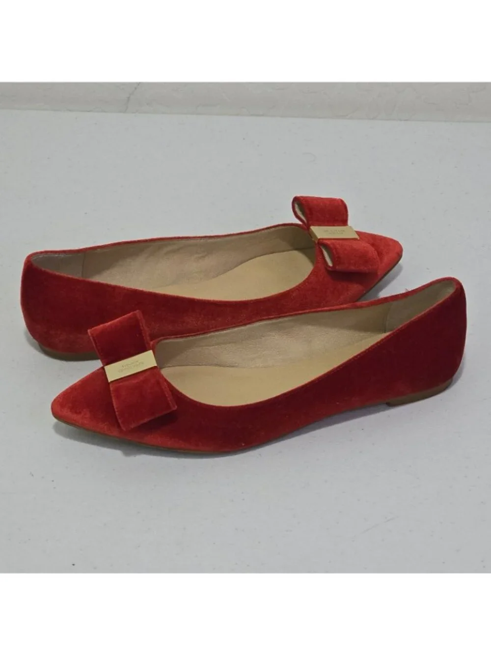 Kate Spade New York Emmie Red Velvet Pointed Toe Flats Women's 7.5 M